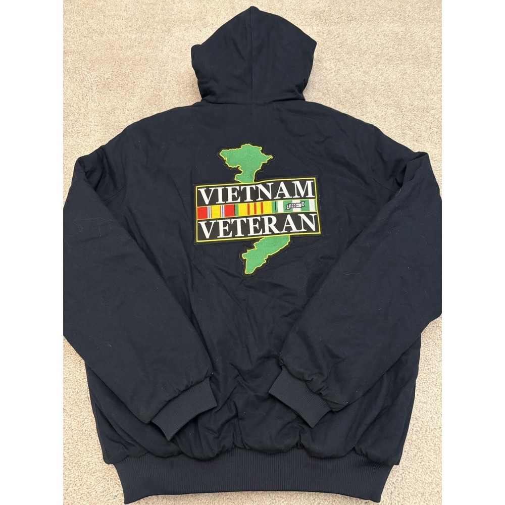 NWT VTG Tri Mountain Vietnam War Veteran Work Canvas Jacket Full Zip Hooded XLT
